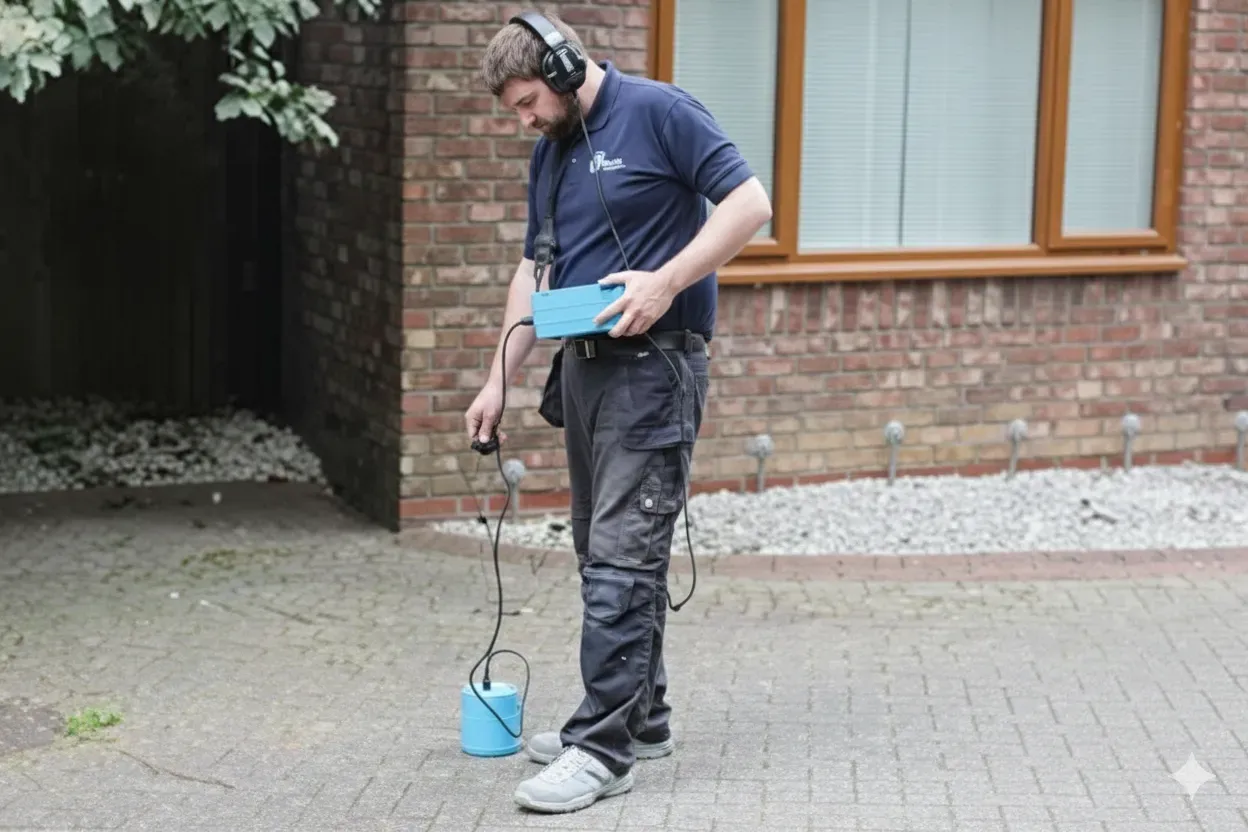 ADI engineer using an acoustic ground microphone on paving